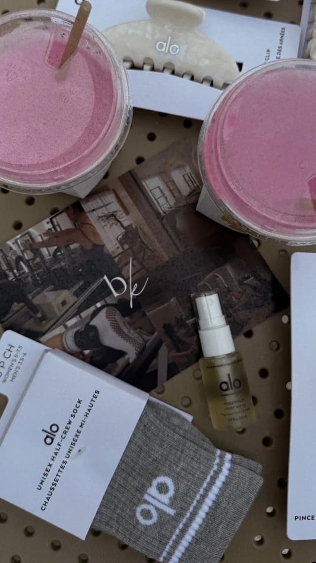 smoothies with be kind studios flyer and alo socks